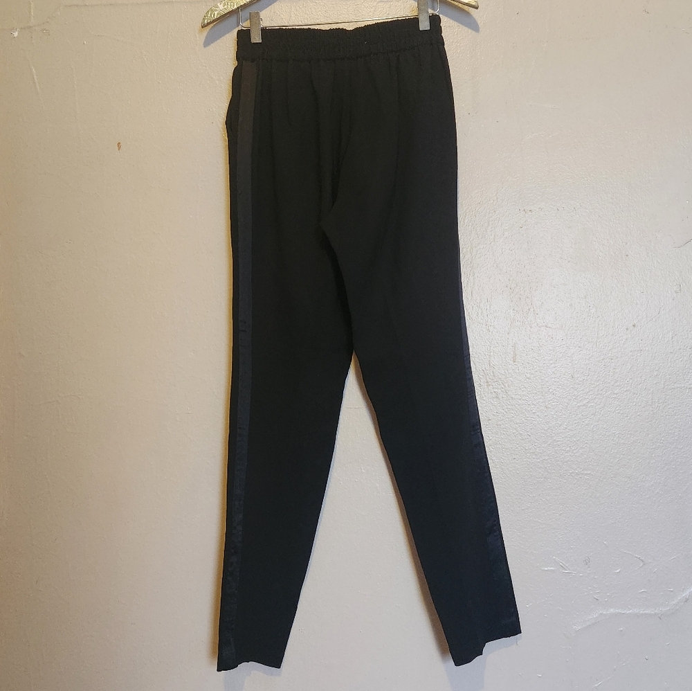 Rebecca Taylor Womens 0 Black Tuxedo Straight Leg Formal Silk Blend Pants